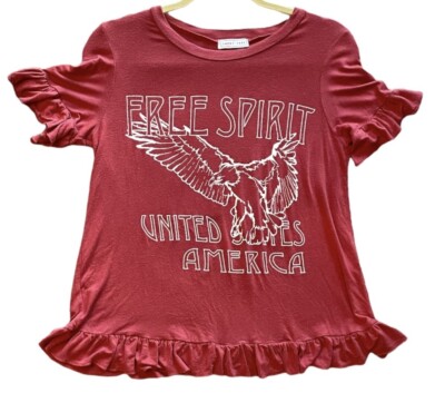 Emory Park Women s S Rust Red/Orange Graphic Eagle United States Shirt Top