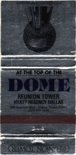 Couverture de livre d'allumettes vintage Hyatt Regency Dallas Reunion Tower Dallas TX années 80
