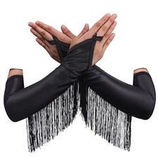 Fingerless Vintage Opera Gloves Long Tassel Satin Glove Fringe Gloves Pageant