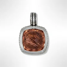 David Yurman Sterling Silver Albion 17mm Morganite Enhancer Pendant