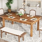 71" Wood Dining Table Large Rectangular Dinner Kitchen Table for 6 to 8 People