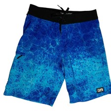 Pelagic Youth Dorado Hex Boardshorts Size 29 Blue Water Fishing 10" Inseam