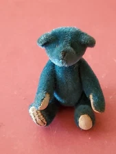 Vintage Miniature Fully Jointed Teal Blue Bear By Little Gem 2 1/4” Tall 
