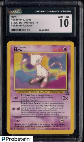 2000 Pokemon Black Star Promos 8 Mew Pokemon League CGC 10 GEM MINT