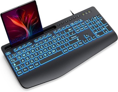 SABLUTE Tastatur Beleuchtete Kabel USB PC Ergonomische Tastaturen