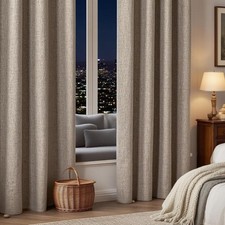 IGEMAEVE Beige Blackout Curtains 84 Inch 52"W x 84"L Pack of 2 , Linen