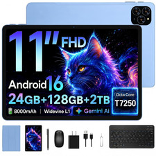 Tablet 2026 Android 16 with Gemini AI 3.5, 11 Inch FHD 11 inches, Blue