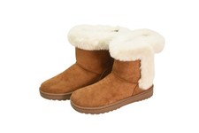 SO Shearling Boots Girls Size 4 Brown Chestnut Faux Fur Winter Snow Alainaa