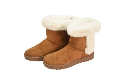 SO Shearling Boots Girls Size 4 Brown Chestnut Faux Fur Winter Snow Alainaa