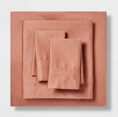 Threshold 400 Thread Count Cotton Sateen Terracotta 4-Piece Sheet Set