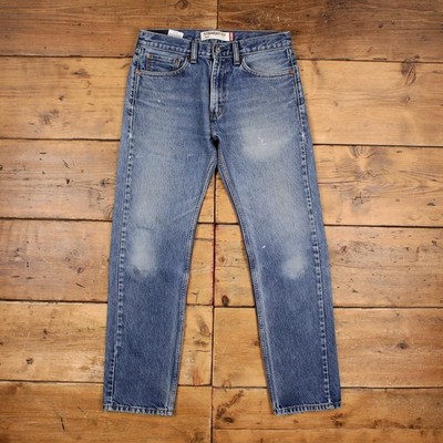 Levis 505 Jeans 31x32 Herren Blau Regular Straight Faded Zip Fly Denim