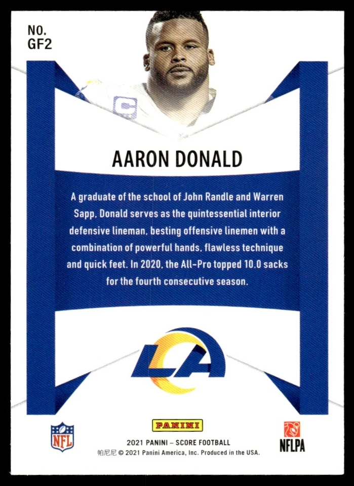 2021 Score Game Face Aaron Donald Los Angeles Rams #GF2 - Image 2 of 2