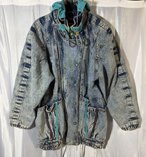 Current Seen Vintage 80's 90's Blue Denim Jacket Women's M Medium Long Coat Y2K
