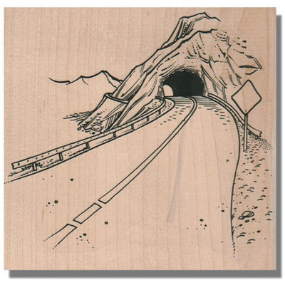 NEW Mounted Rubber Stamp, ROAD SCENE Landscape Nature Media Travel Rock Vacation