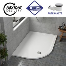 1000 x 800mm Left Hand Offset Quadrant Shower Tray Stone Resin with Waste