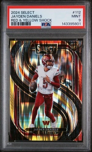 2024 Panini Select Jayden Daniels #112 RC Red & Yellow Shock PSA9 Mint