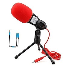 Computer Microphone,Condenser Microphone,3.5MM Plug and Play Black