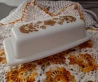 Vintage PYREX 72 B Butterfly Gold Butter Dish USA No Chips Or Cracks Very Nice