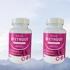 2PCS Rosabella Organic Beet Root 60 Capsules Natural Energy Boost Blood Pressure