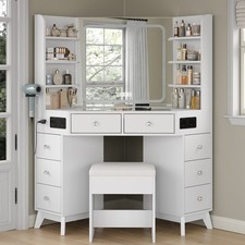 Vanity Desk with Bluetooth Speaker, Makeup Vanity Mirror, Dressing Table