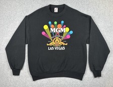 Vintage Jerzees Mens Large Made In USA Black Crew Neck Sweatshirt MGM Las Vegas
