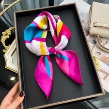 Luxury Square Silk Scarf for Women Hijab Hair Bands Neckerchief Female Satin Sha