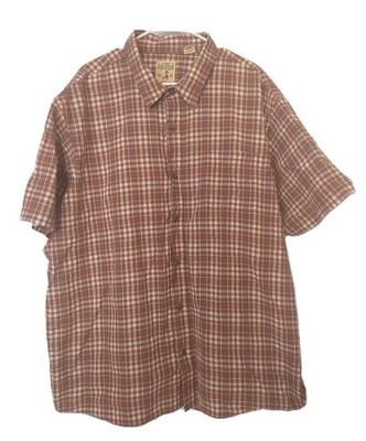 Red Head Men's Brown Plaid Short Sleeve Button Front Shirt Pocket 3XL