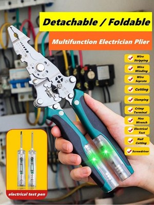 Foldable Multifunctional Wire Stripper Pliers Voltage Testing Cable Crimper