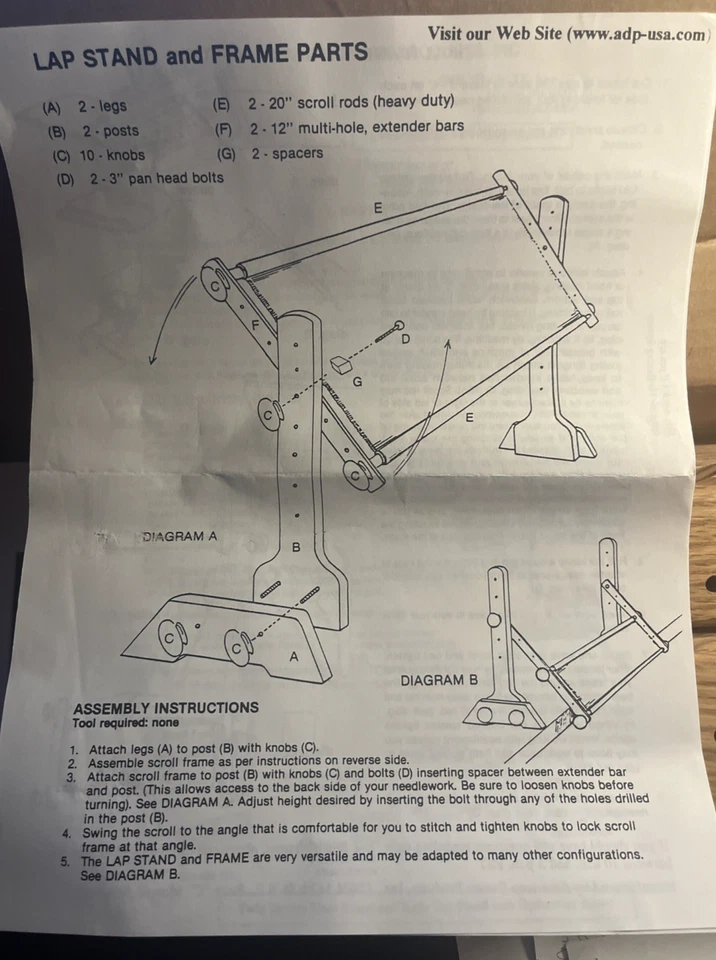 Solid Oak Lap Needlepoint Frame and Stand - AmericanDreams Used Original Box - Image 4 of 4