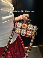 Transparent Colorful Beads Beading Clutch Purse Women Handbag Crossbody Bag