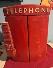 Vintage Red Fire Alarm Street Emergency Telephone Call Box Station  