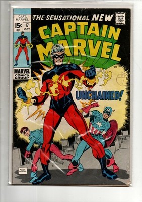 (MS)  Marvel Captain Marvel 17 FN 6.0 Comic Silver Age 1969 Bag Board Scan Kane