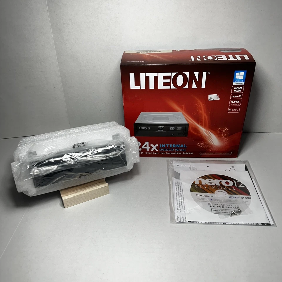 Lite-On IHAS324 24x Internal DVD/CD Writer Sata Interface - Smart Burn & Smart X - Image 2 of 4