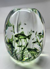 Orrefors Fish Graal Fiskgraal Vase Edward Hald Swedish Art Glass 4.75