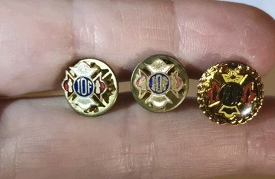 VTG Lot of 3 Independent Order of Foresters Lapel Pins Pair Gold Red Enamel IOF