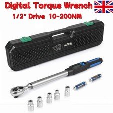 Digital Torque Wrench Adjustable 1/2" Drive 10-200NM ±2% Accuracy Wrench