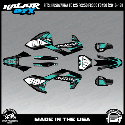 Graphics Kit for Husqvarna TC125 FC250/350/450 (2016-18) Rugged - TEAL