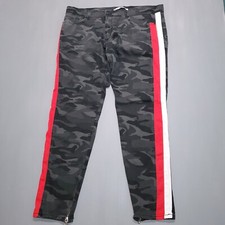 GOLDEN Pants Mens 40x32 Camo Red White Striped Jogger Ankle Zip Tapered USA Made