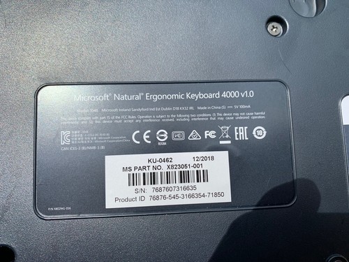 Microsoft Natural Ergonomic Keyboard KU-0462 4000 v1.0 USB Wired Working - Picture 6 of 9