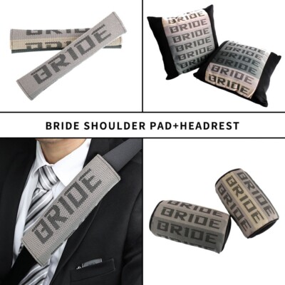 X2 JDM Bride Gradation Neck Headrest pillow+Car seat belt cover+Throw Pillow