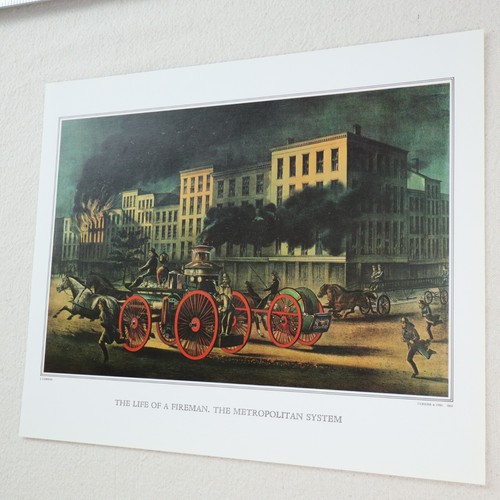 Currier & Ives Vtg Print Life of Fireman Metropolitan System Lithograph Art Hero - Picture 7 of 9