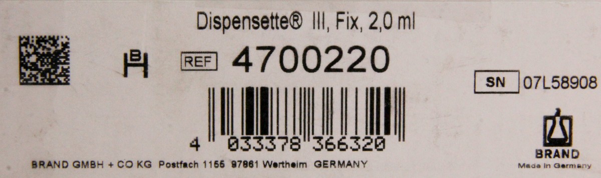 4309 BRAND DISPENSETTE III, FIX, 2.0ML, BOTTLE TOP DISPENSER