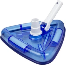 BS38563 Vinyl Pool Vac Head, Weighted Transparent Blue Triangular 1.25"-1.5" 🚀