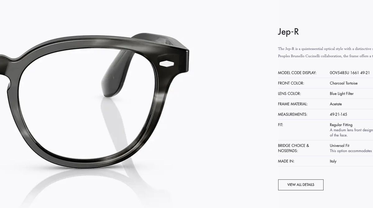 BRUNELLO CUCINELLI &OLIVER PEOPLES JEP-R Charcoal OV5485U BRUNELLO CUCINELLI &OLIVER PEOPLES JEP-R Charcoal OV5485U