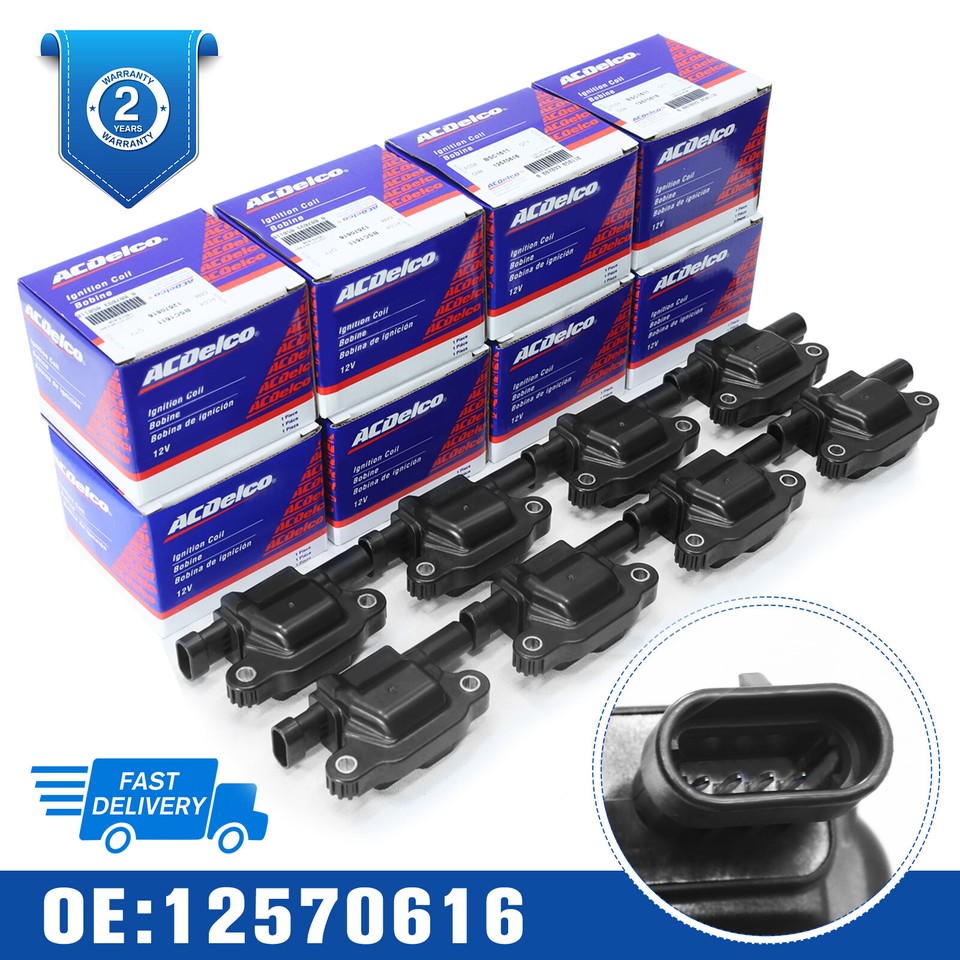 8 PACK Fit AcDelco UF413 Ignition Coil + 41110 Spark Plug + 9748UU