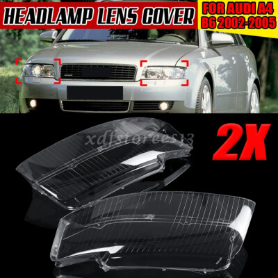 Paar Halogen Scheinwerferglas Abdeckung Linse Für Audi A4 B6 2002 2003 2004 2005