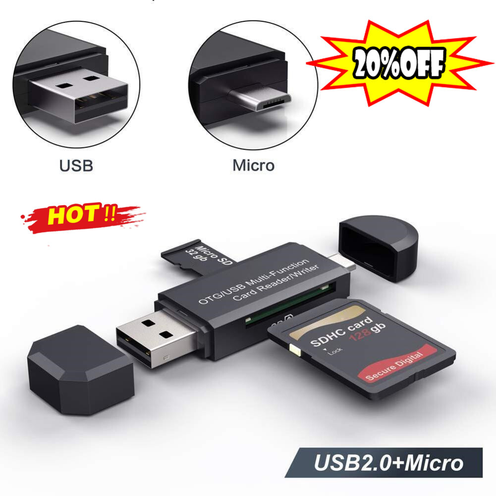 SD Card Reader For Android Phone Tablet PC Micro USB OTG to USB 2.0 Adapter HOTS-image
