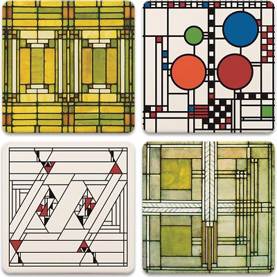 CoasterStone Absorbent Stone Coasters, Frank Lloyd Wright, Art Glass Designs,