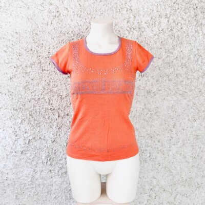 JUST CAVALLI UNDERWEAR T-SHIRT SHIRT KURZARM ORANGE LILA FLIEDER