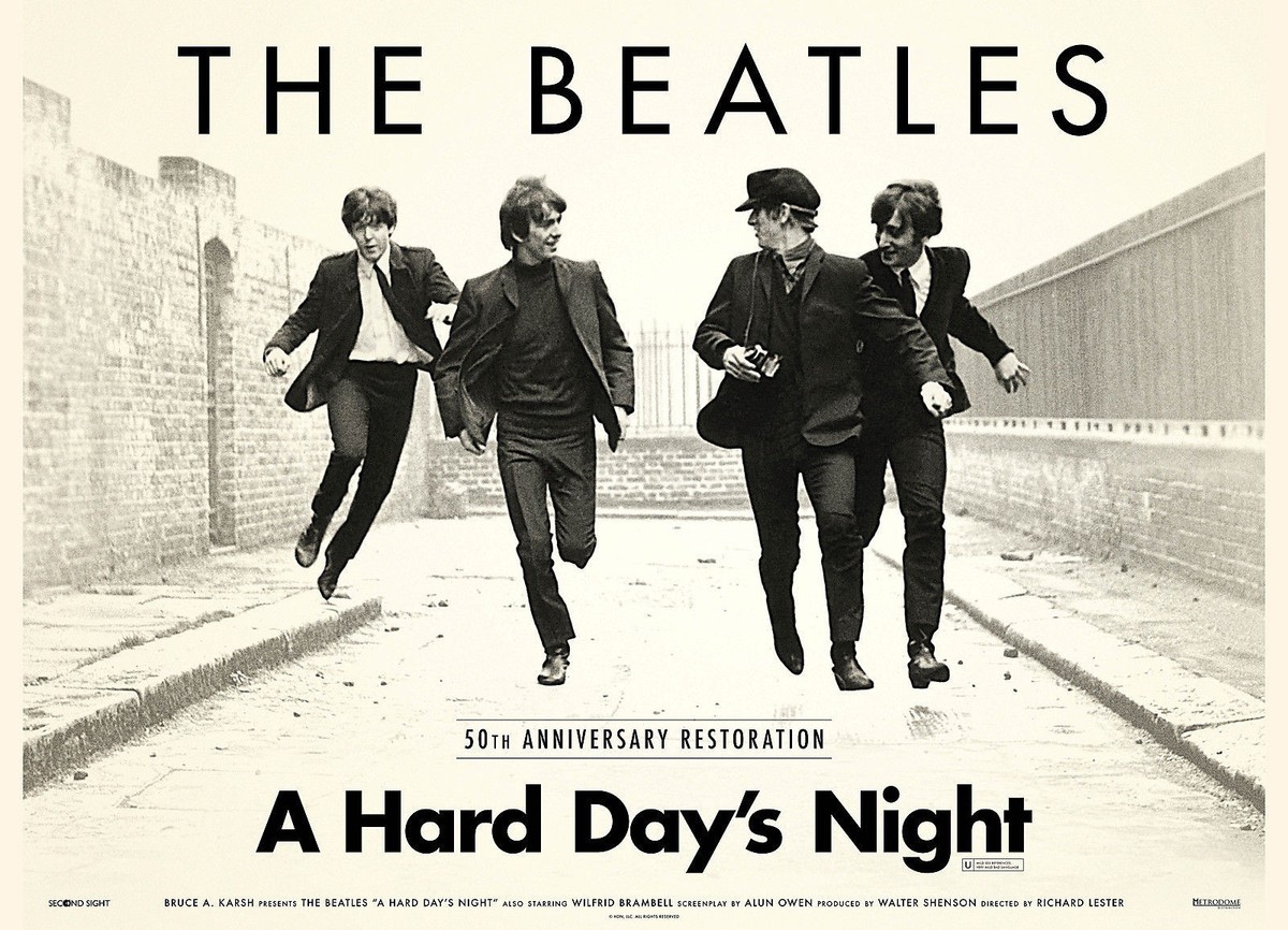 A HARD DAY'S NIGHT POSTER BEATLES JOHN LENNON PAUL MCCARTNEY